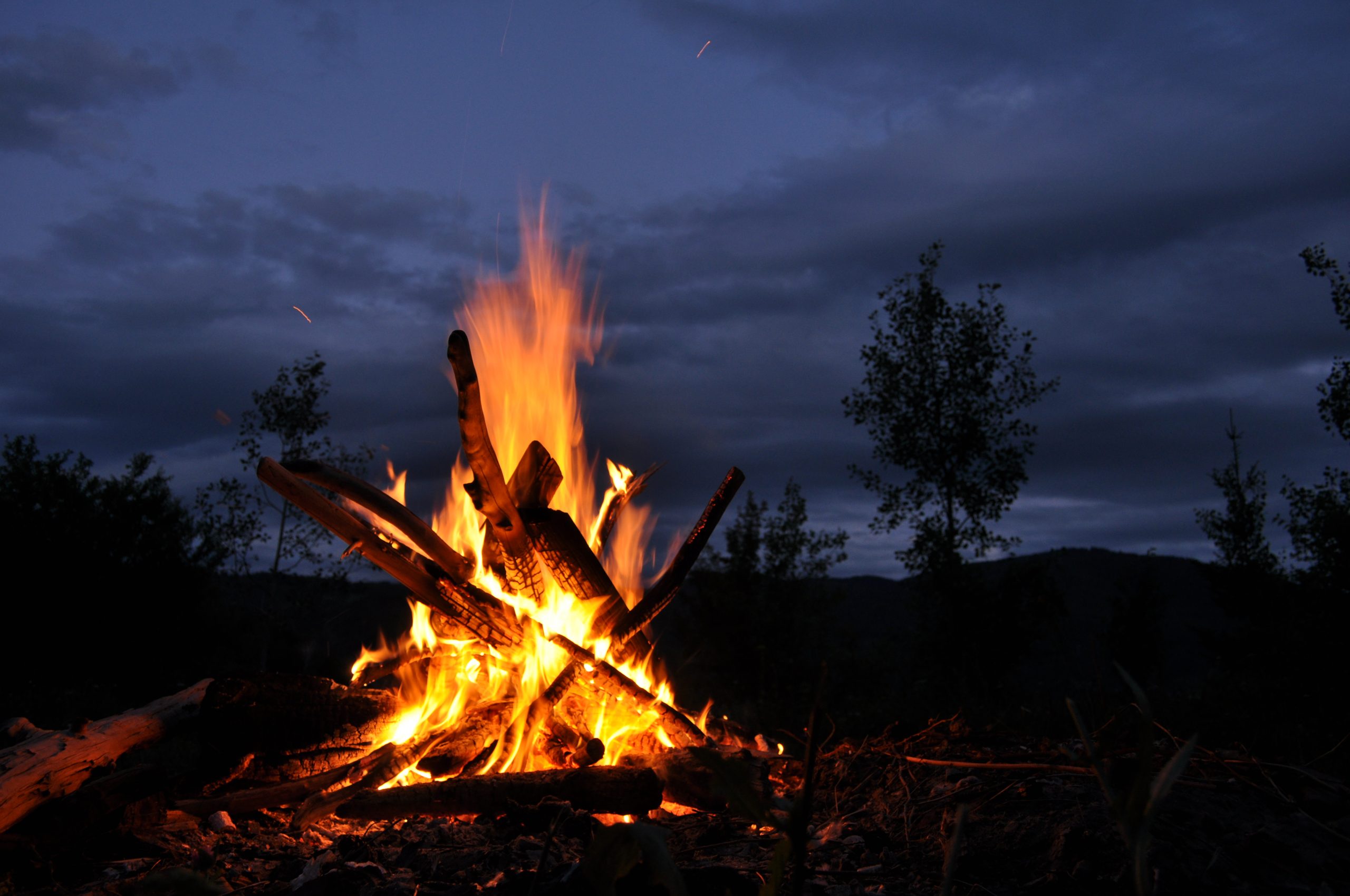 A bonfire in the evening.